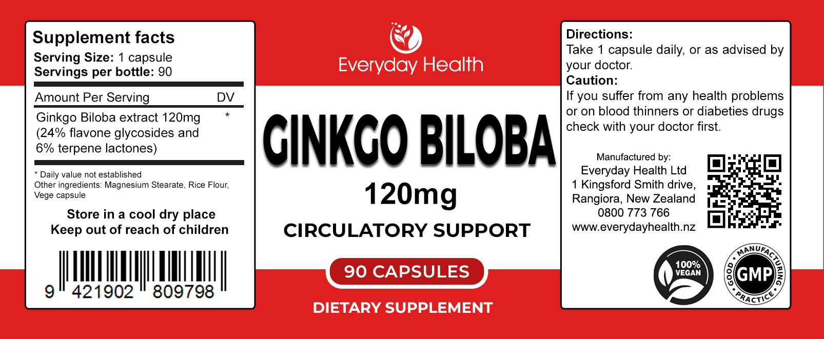Ginkgo Biloba – 90 Capsules – Circulatory Support - Image 2